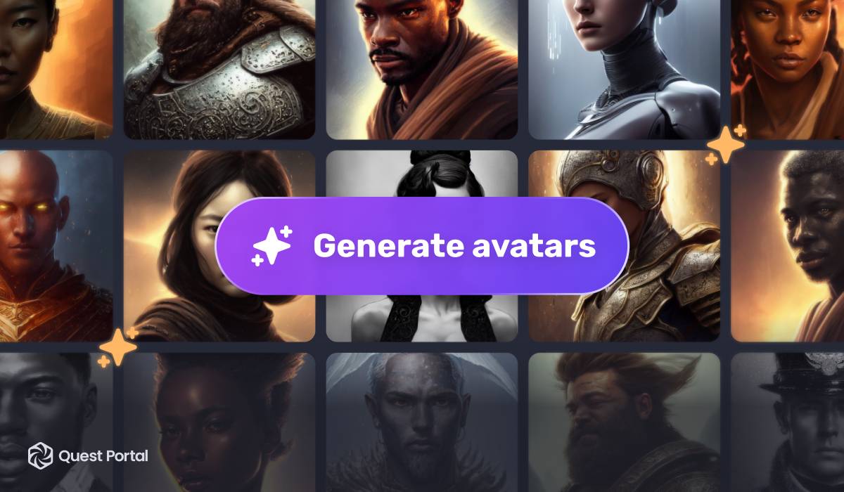 A button labeled "Generate Avatars" shown over multiple AI created avatars.
