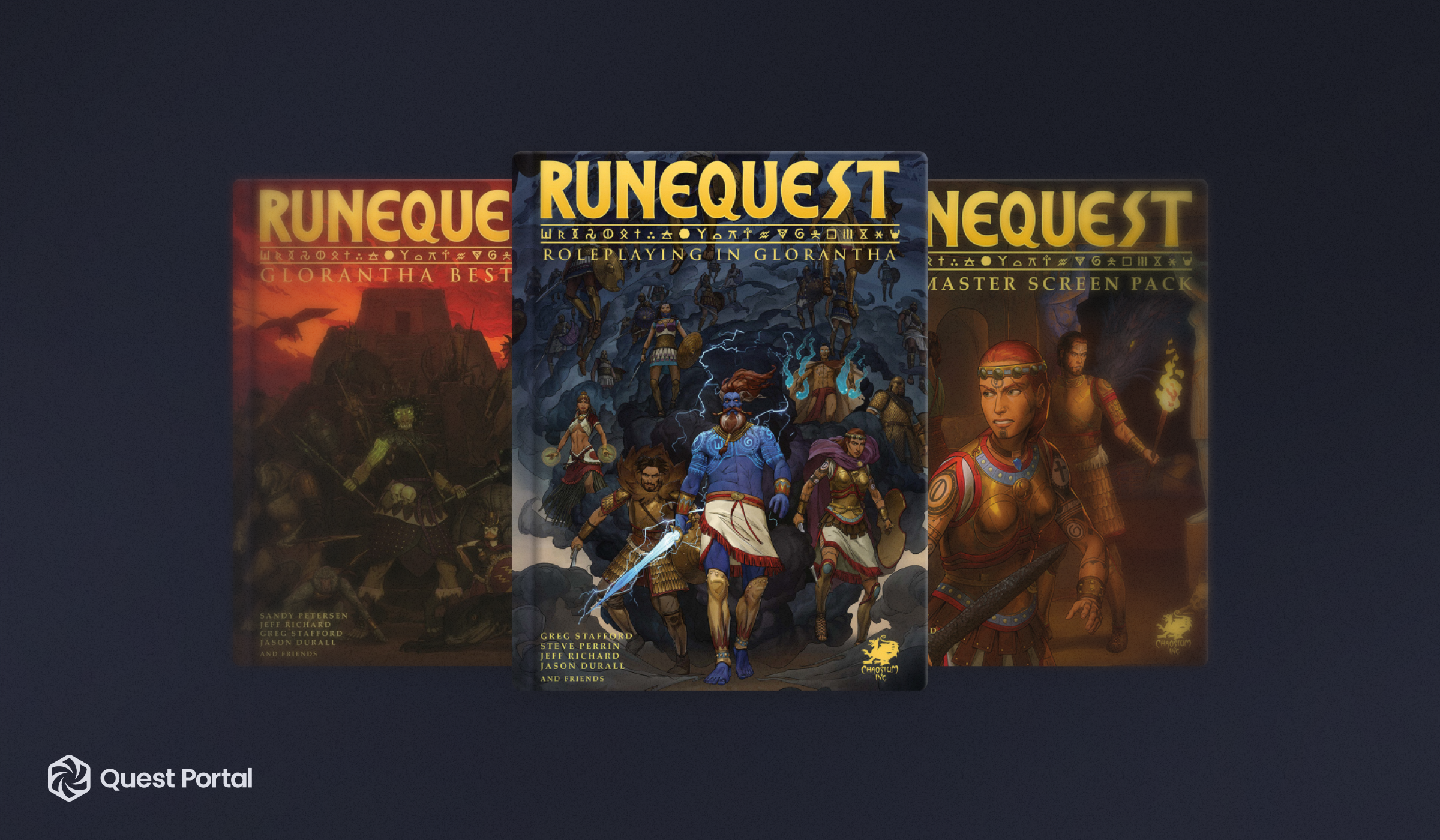 Image of the new RuneQuest books in Chaosium Core