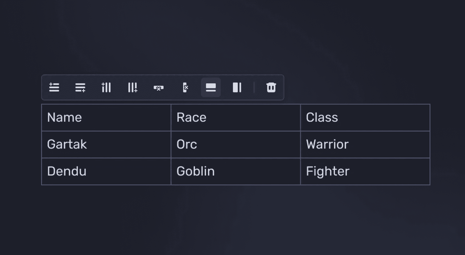 Create tables to organize your content.