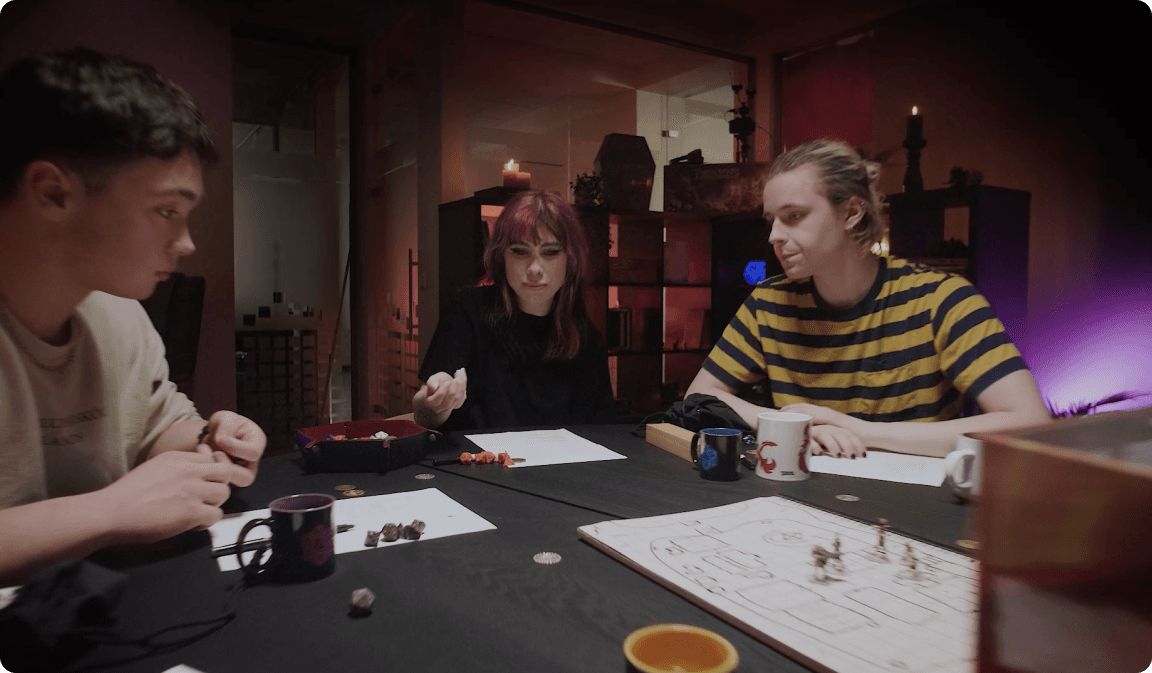 Three people playing Dungeons & Dragons