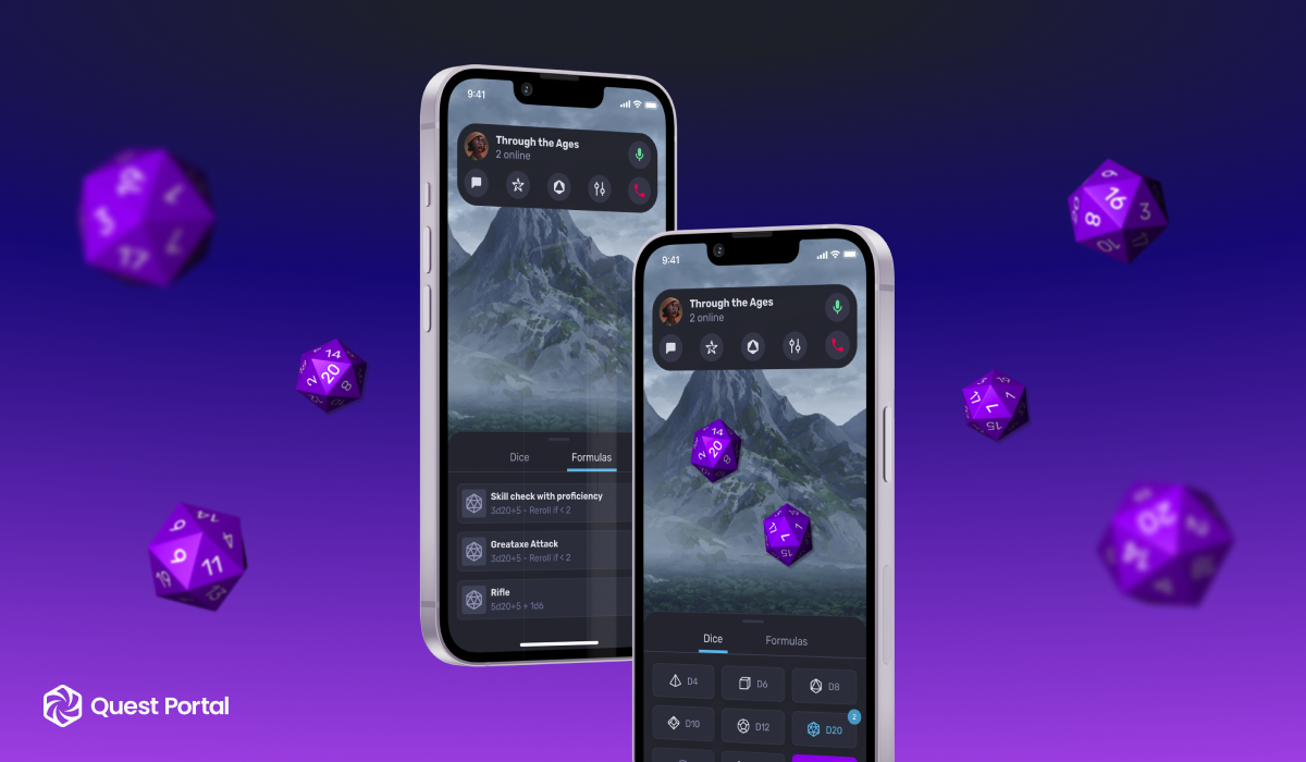 Our mobile interface stands proudly across a purple gradient background